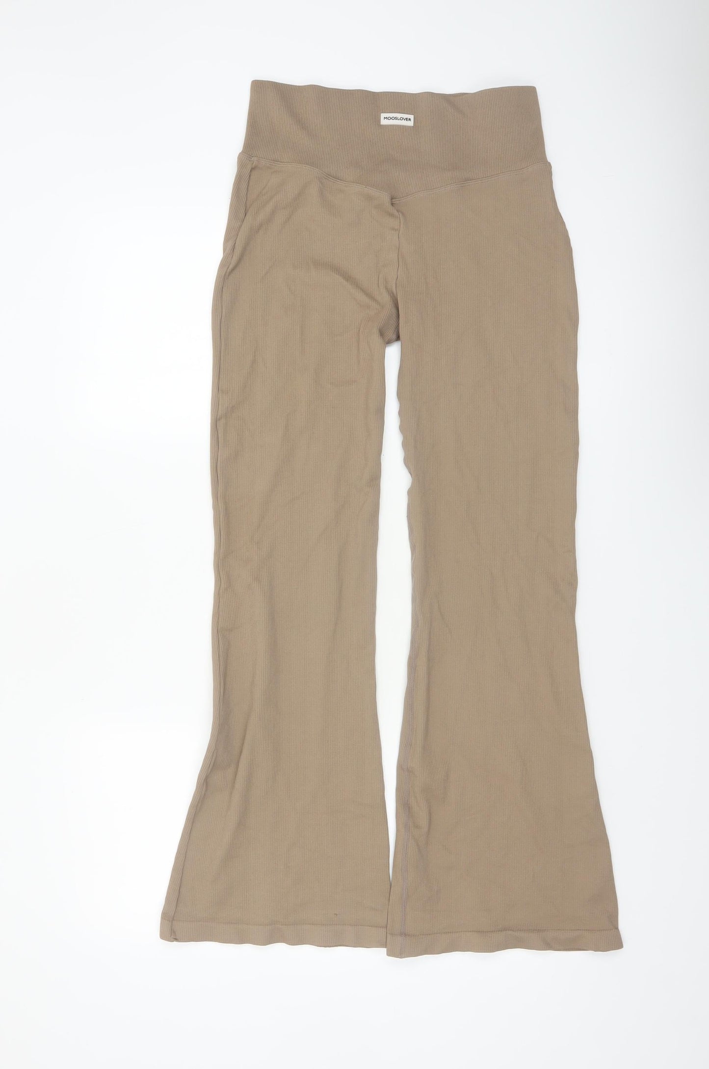Mooslover Women’s Beige Flared Leggings L High Waist Stretch Trousers