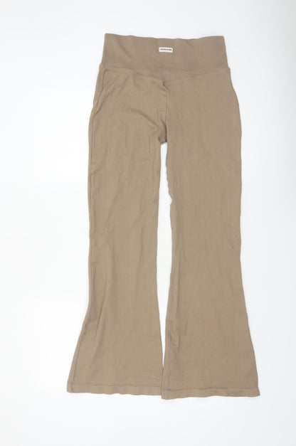 Mooslover Women’s Beige Flared Leggings L High Waist Stretch Trousers