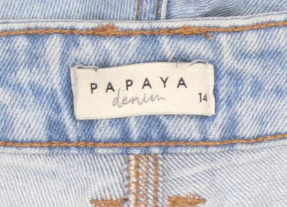 Papaya Women Blue Denim Boyfriend Shorts Size 14 Relaxed Fit