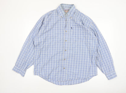 Watsons Heavies Men’s Blue Check Cotton Button-Up Shirt M