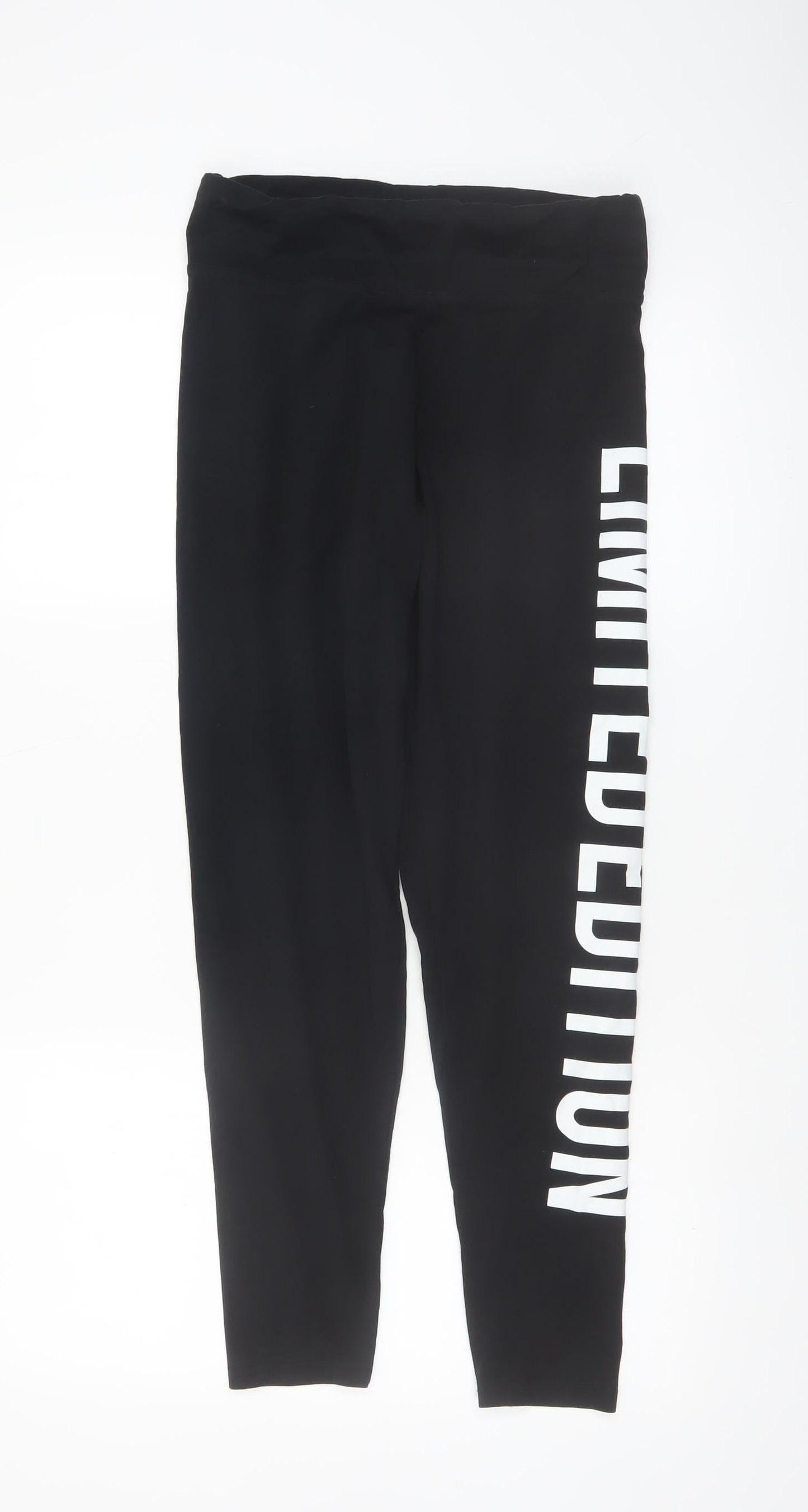 Golddigga Womens Black Leggings Size 12 Stretch Logo Print