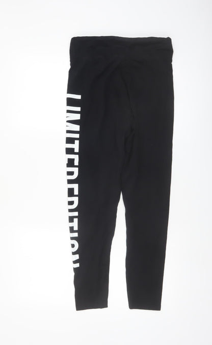 Golddigga Womens Black Leggings Size 12 Stretch Logo Print