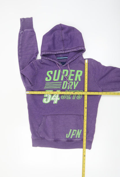 Superdry Womens Purple Pullover Hoodie Size L Graphic Print