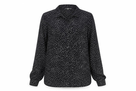 H&M Women’s Black Polka Dot Button-Up Long Sleeve Shirt Size S