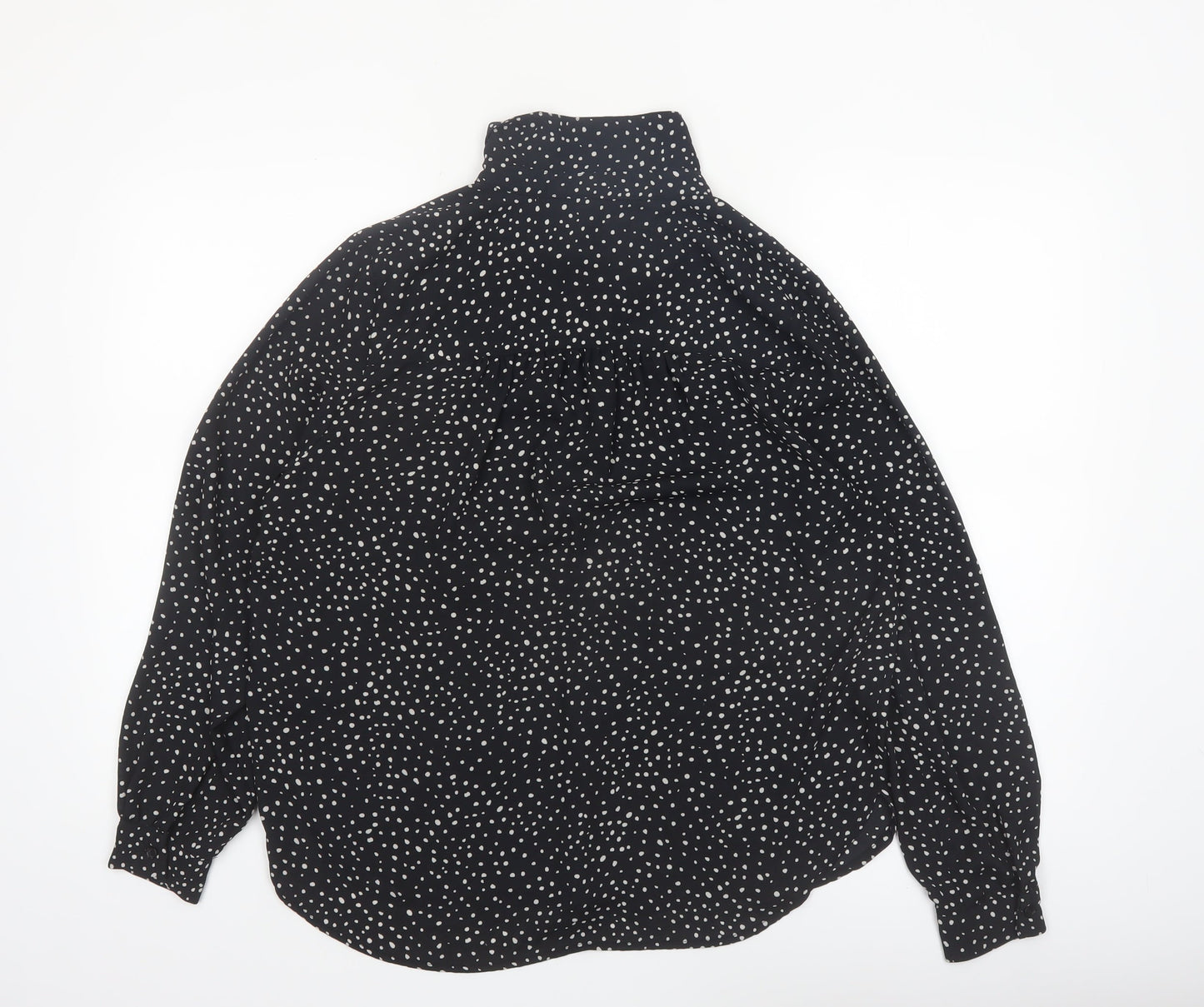 H&M Women’s Black Polka Dot Button-Up Long Sleeve Shirt Size S
