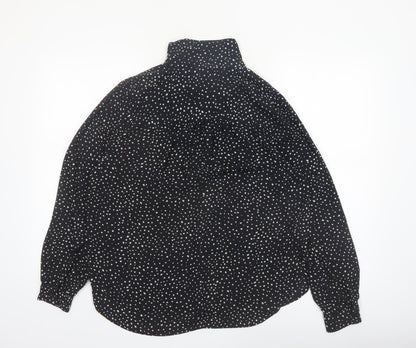 H&M Women’s Black Polka Dot Button-Up Long Sleeve Shirt Size S