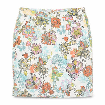 Next Women’s Multicoloured Floral Linen Blend Knee Length Skirt Size 14