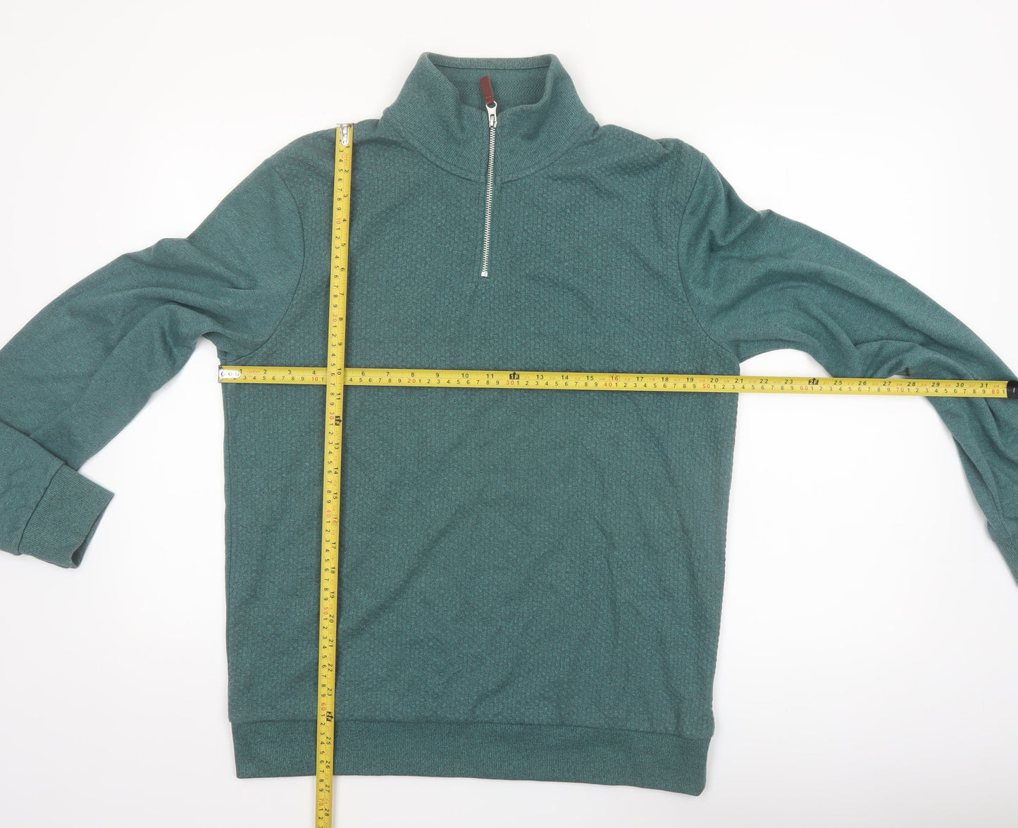 Next Men's Green 1/4 Zip Pullover Sweatshirt M Regular Fit