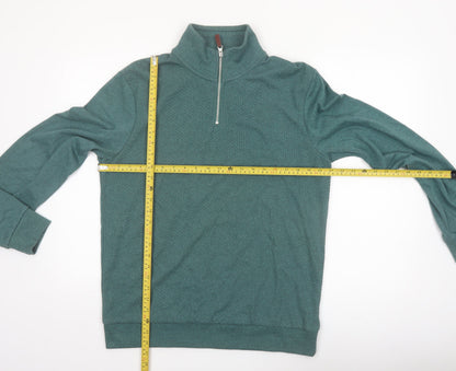 Next Men's Green 1/4 Zip Pullover Sweatshirt M Regular Fit