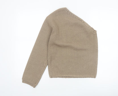 Marks and Spencer Womens Beige XS Asymmetrical Knit Jumper