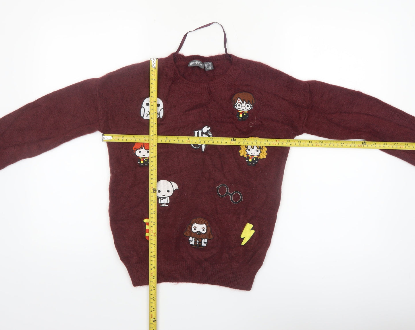Harry Potter Women’s Red Crew Neck Pullover Jumper 2XS Knit Long Sleeve