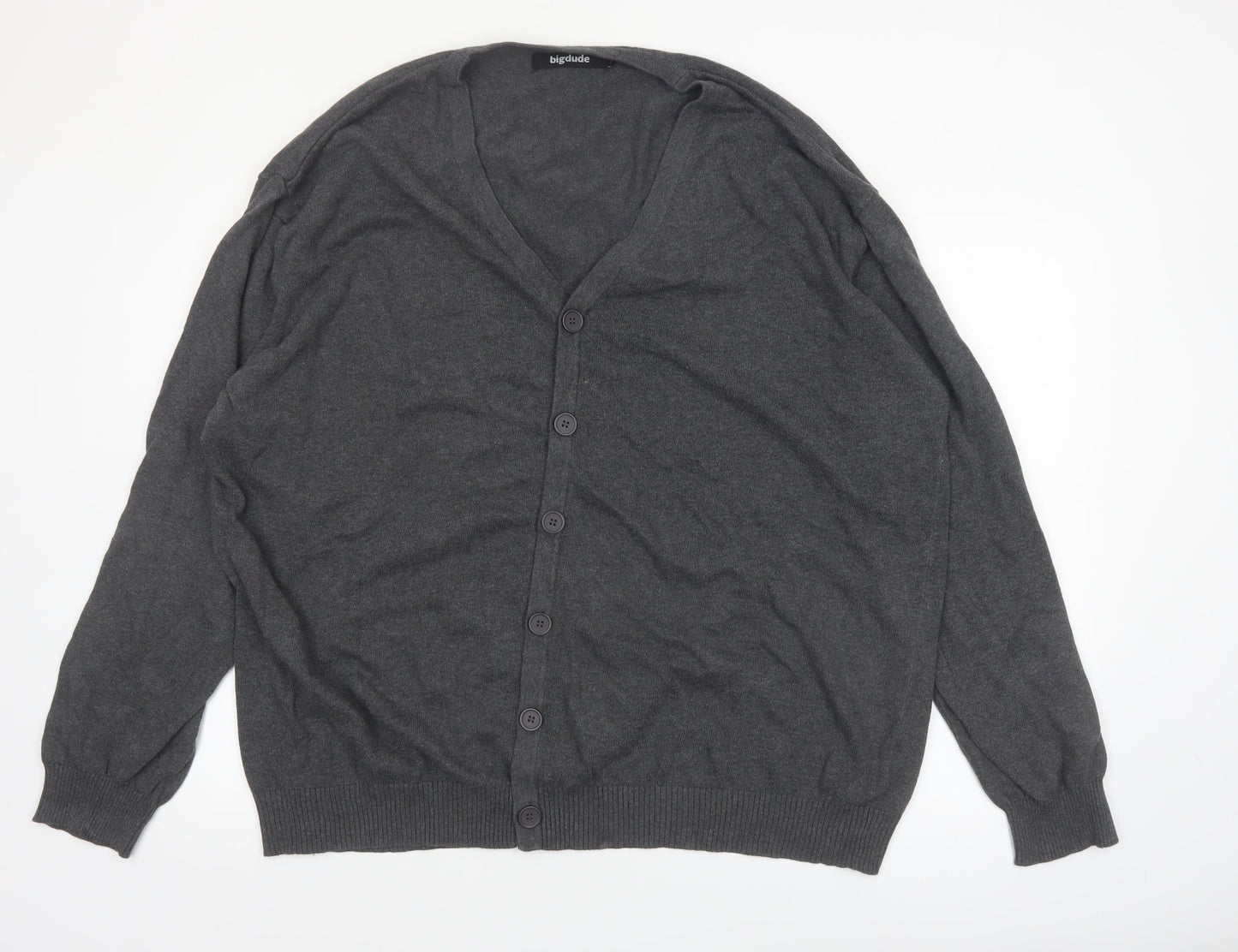 Bigdude Men’s Grey 3XL Cotton Button Cardigan Jumper