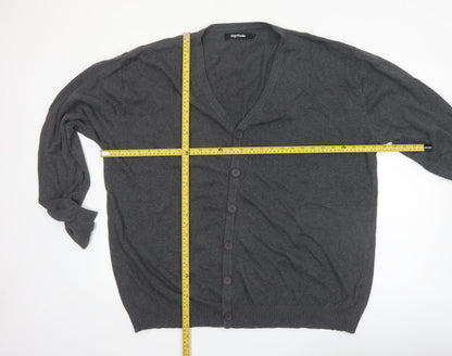 Bigdude Men’s Grey 3XL Cotton Button Cardigan Jumper