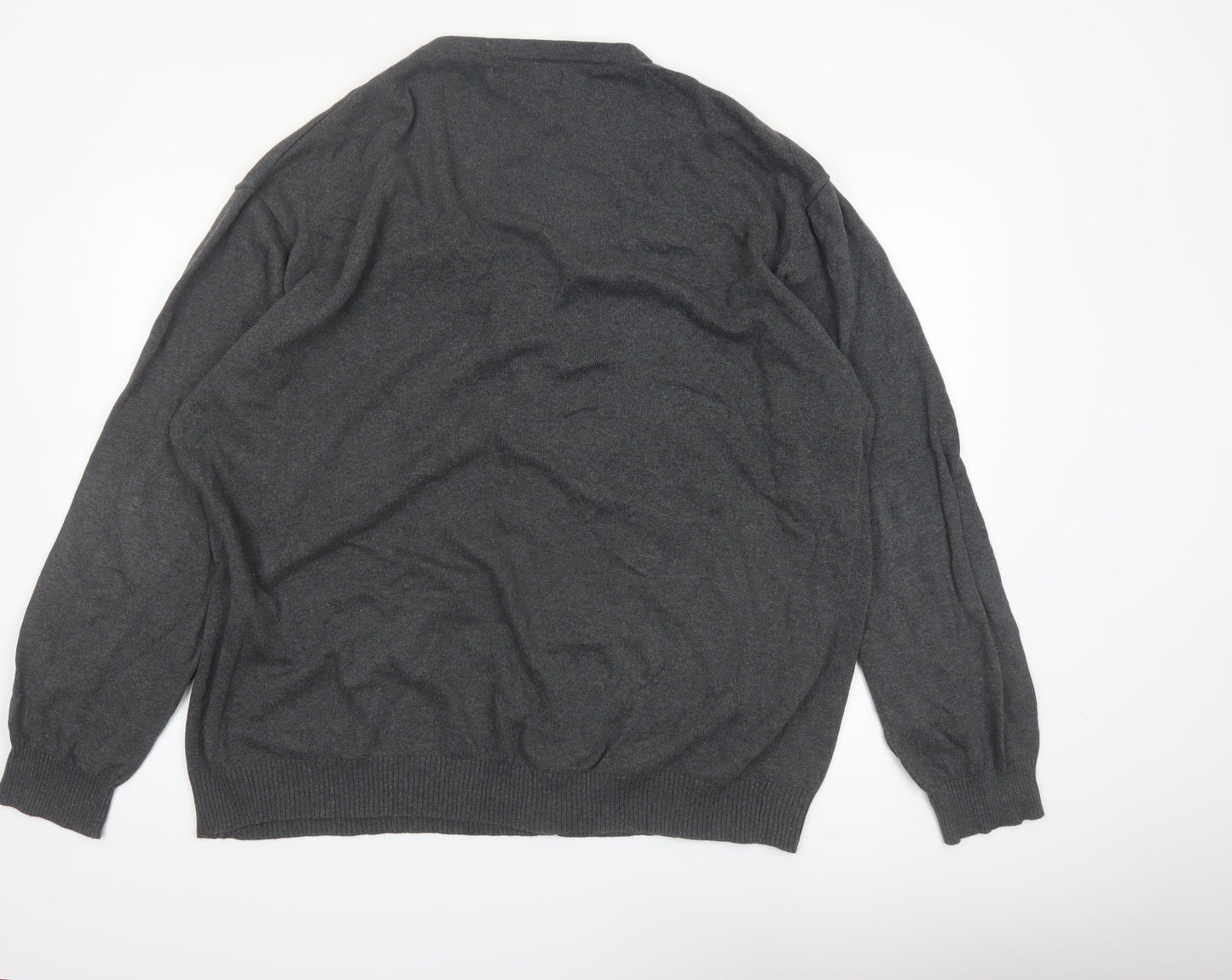 Bigdude Men’s Grey 3XL Cotton Button Cardigan Jumper