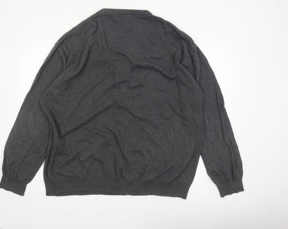 Bigdude Men’s Grey 3XL Cotton Button Cardigan Jumper