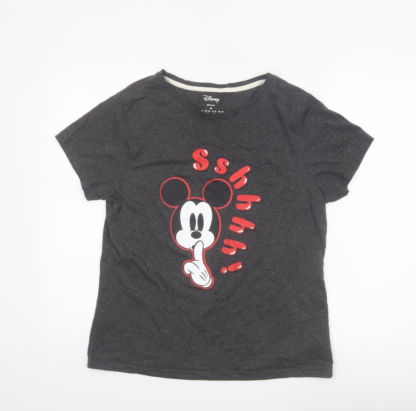 Disney Womens Grey Mickey Mouse Graphic T-Shirt Size M 12-14
