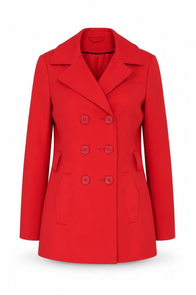 F&F Women's Red Pea Coat Size 10 Button Lined Smart Jacket