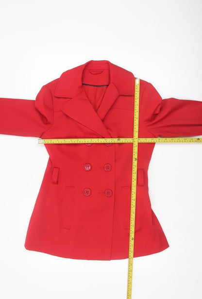 F&F Women's Red Pea Coat Size 10 Button Lined Smart Jacket