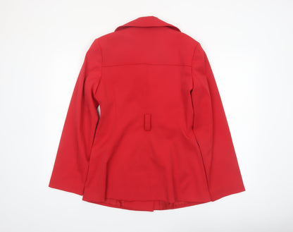 F&F Women's Red Pea Coat Size 10 Button Lined Smart Jacket