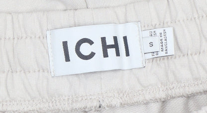 ICHI Women's Beige Cotton Blend Casual Drawstring Shorts Size S