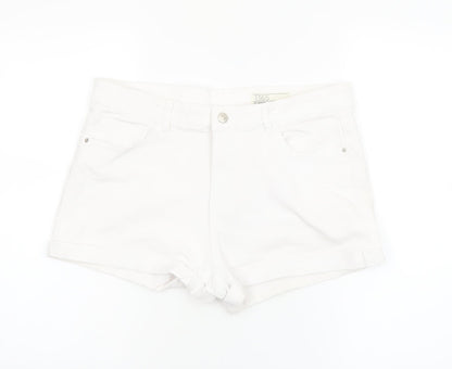 Peacocks Womens White Size 14 Denim Shorts 5-Pocket Design