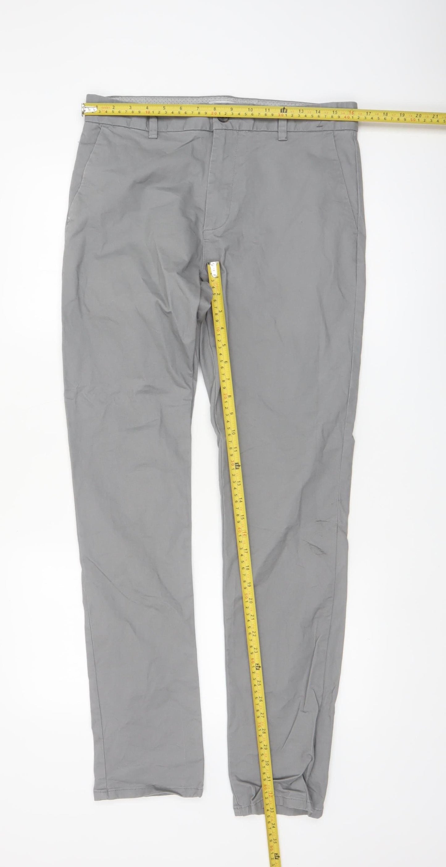 Denim Co. Men's Grey Slim Fit Chino Trousers W32 L34
