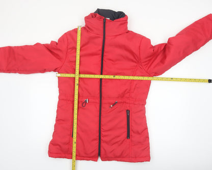 Anne De Lancay Womens Red Puffer Jacket Size S Full Zip Winter Coat