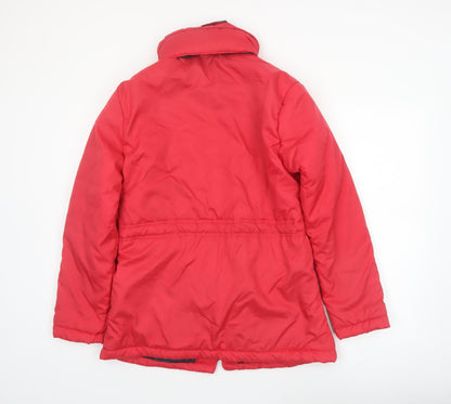 Anne De Lancay Womens Red Puffer Jacket Size S Full Zip Winter Coat