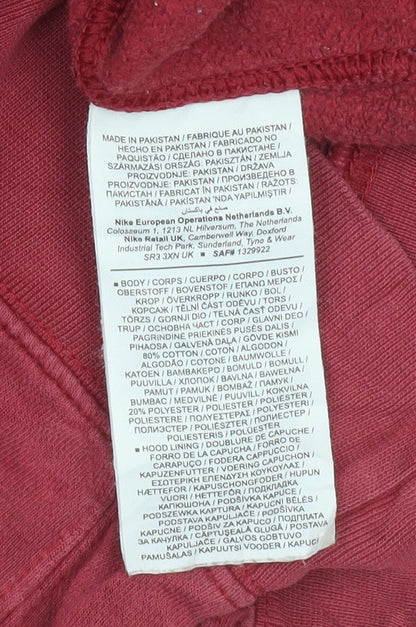 Nike Men's Red Pullover Hoodie M Regular Fit Fleece Logo Sweatshirt