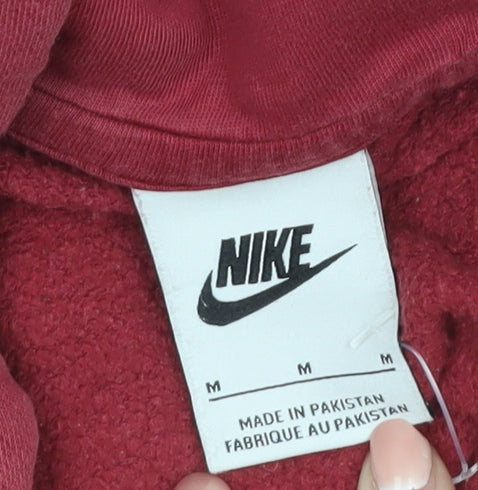 Nike Men's Red Pullover Hoodie M Regular Fit Fleece Logo Sweatshirt