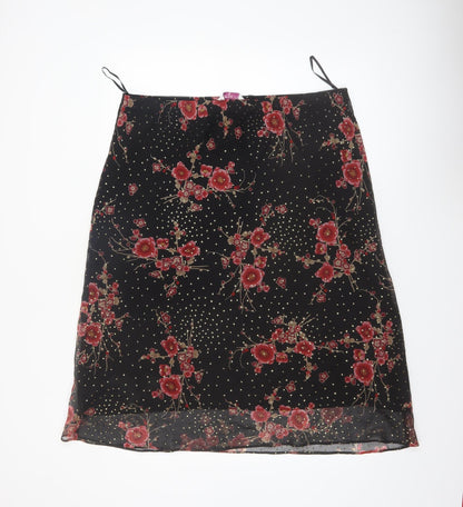 Bonmarche Women’s Black Floral A-Line Skirt Size 18 Knee Length