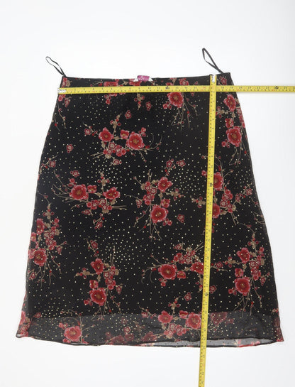 Bonmarche Women’s Black Floral A-Line Skirt Size 18 Knee Length