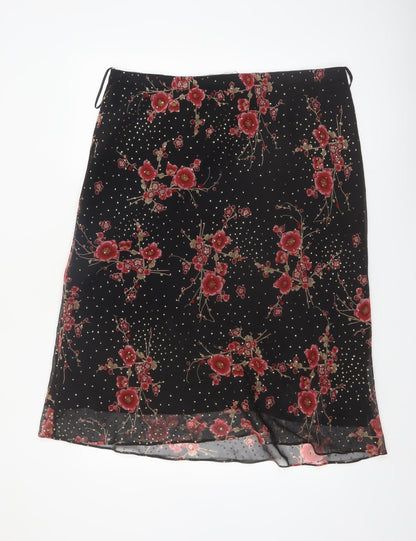 Bonmarche Women’s Black Floral A-Line Skirt Size 18 Knee Length