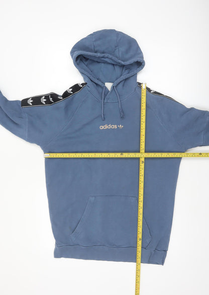adidas Men's Blue Pullover Hoodie Size M Logo Fleece Sweatshirt