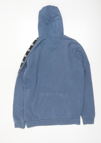 adidas Men's Blue Pullover Hoodie Size M Logo Fleece Sweatshirt