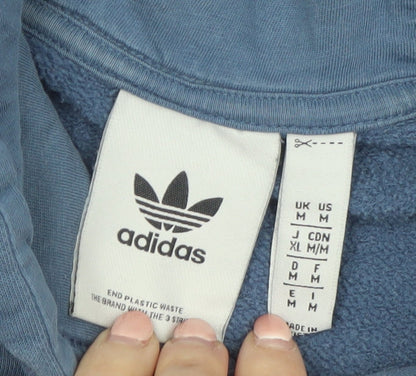 adidas Men's Blue Pullover Hoodie Size M Logo Fleece Sweatshirt