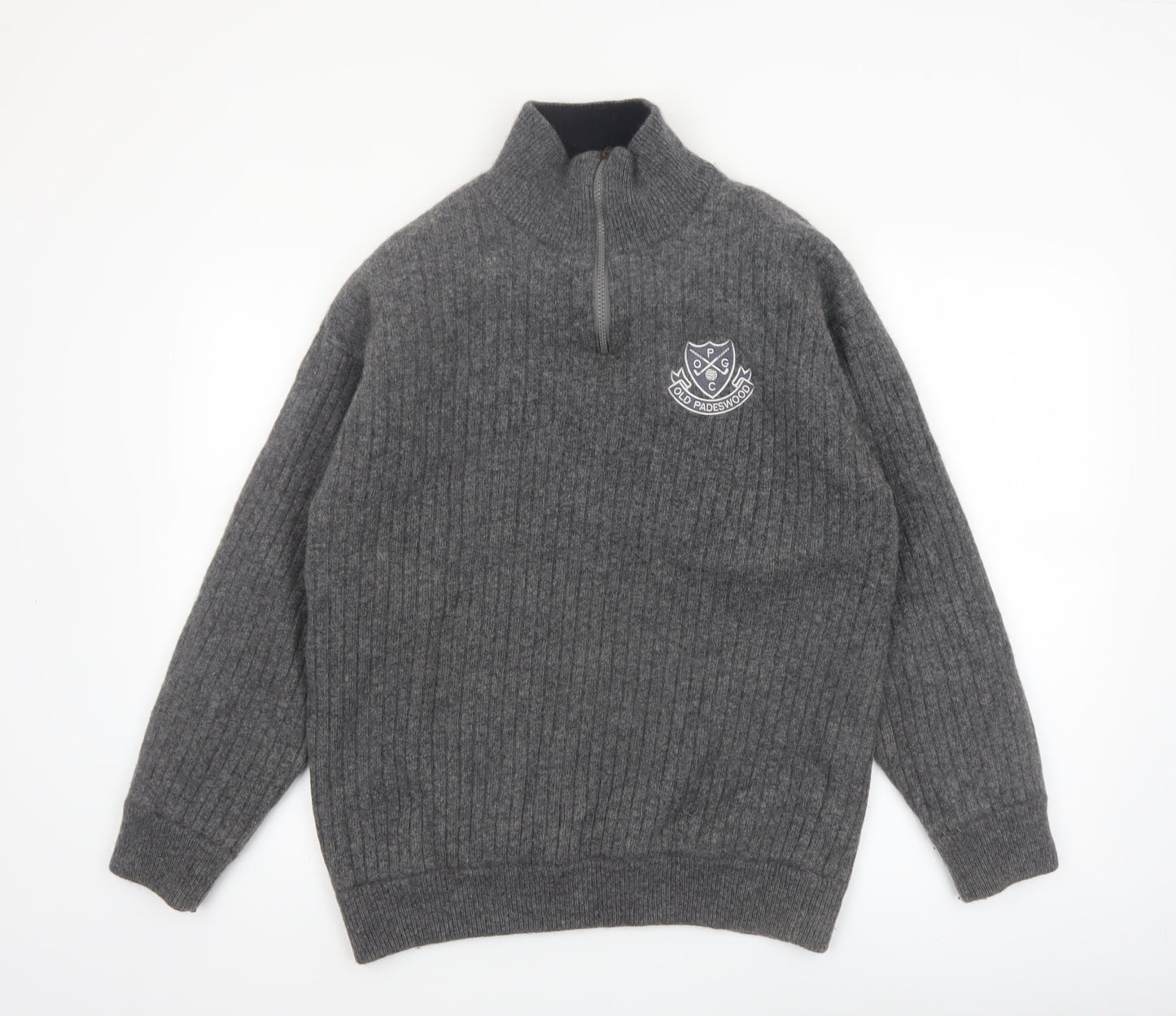 Murray Golf Men's Grey Wool 1/2 Zip Jumper L High Neck Warm Pullover