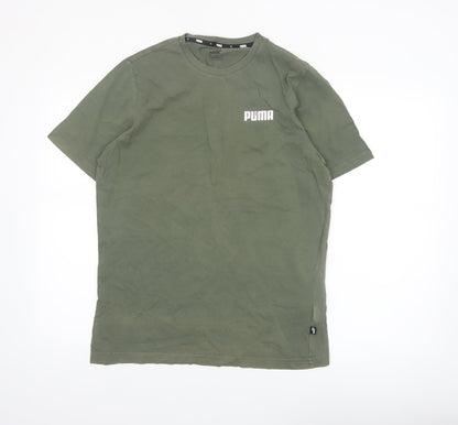 Puma Men's Green Crew Neck Short Sleeve Cotton T-Shirt M