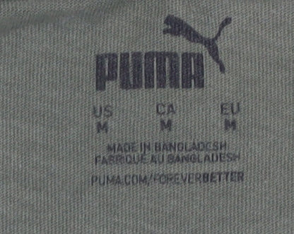 Puma Men's Green Crew Neck Short Sleeve Cotton T-Shirt M