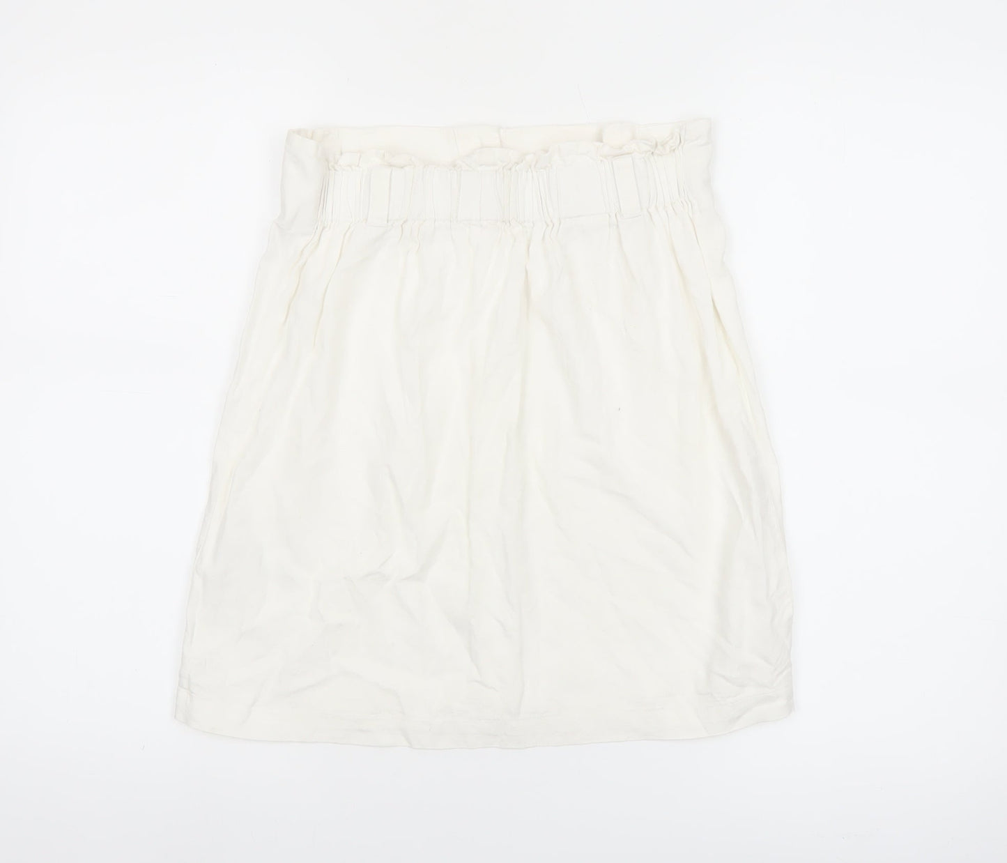 New Look Women's White Linen Blend A-Line Button Front Skirt Size 10