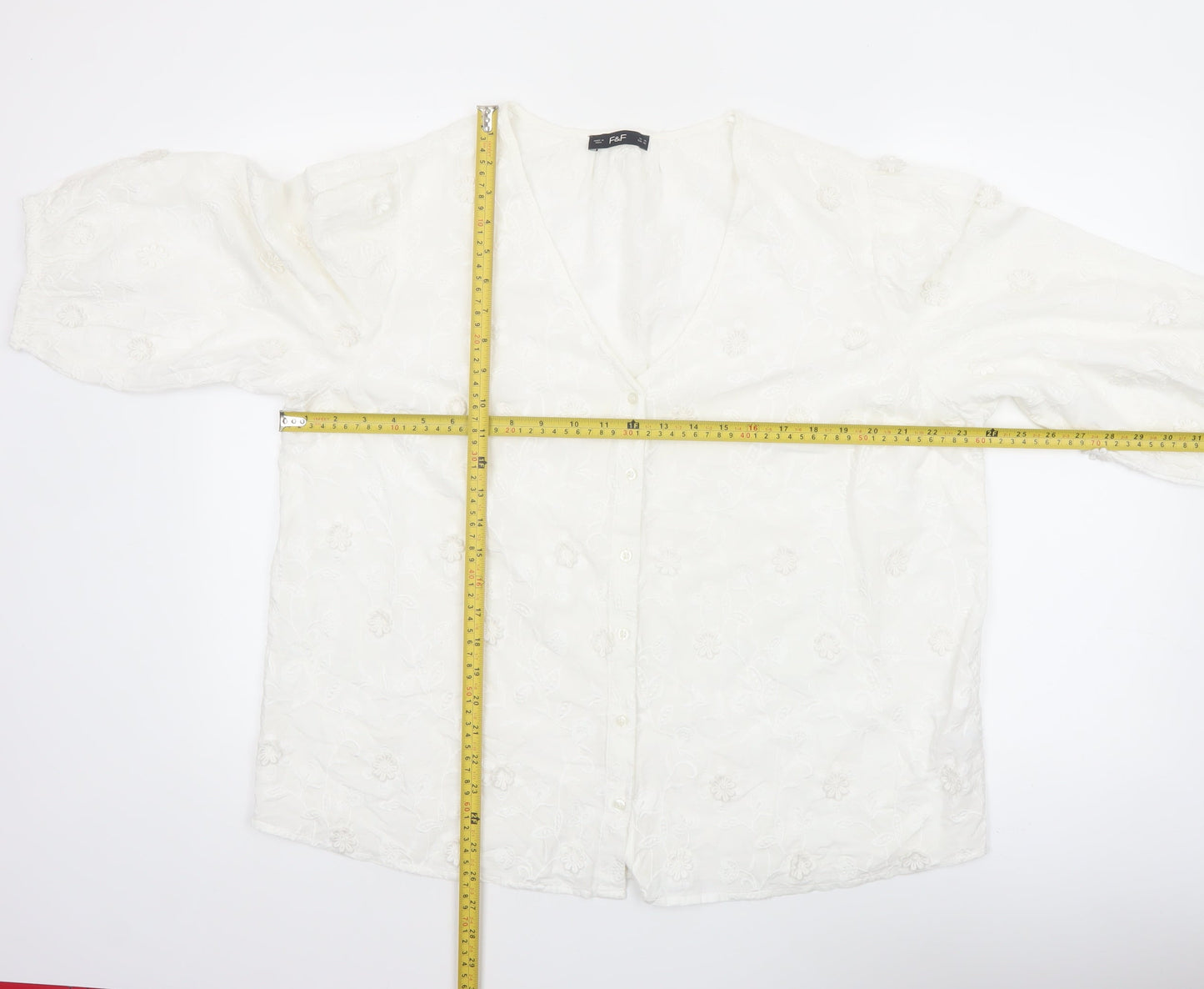 F&F Women’s White Embroidered Cotton Tunic Blouse Size 18