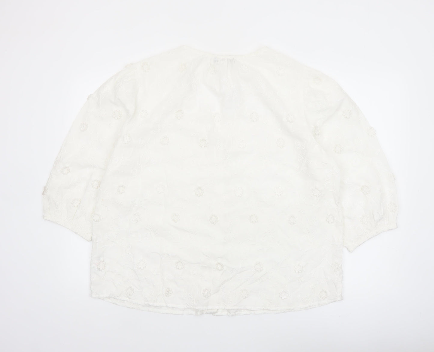 F&F Women’s White Embroidered Cotton Tunic Blouse Size 18