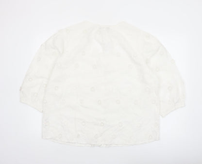 F&F Women’s White Embroidered Cotton Tunic Blouse Size 18