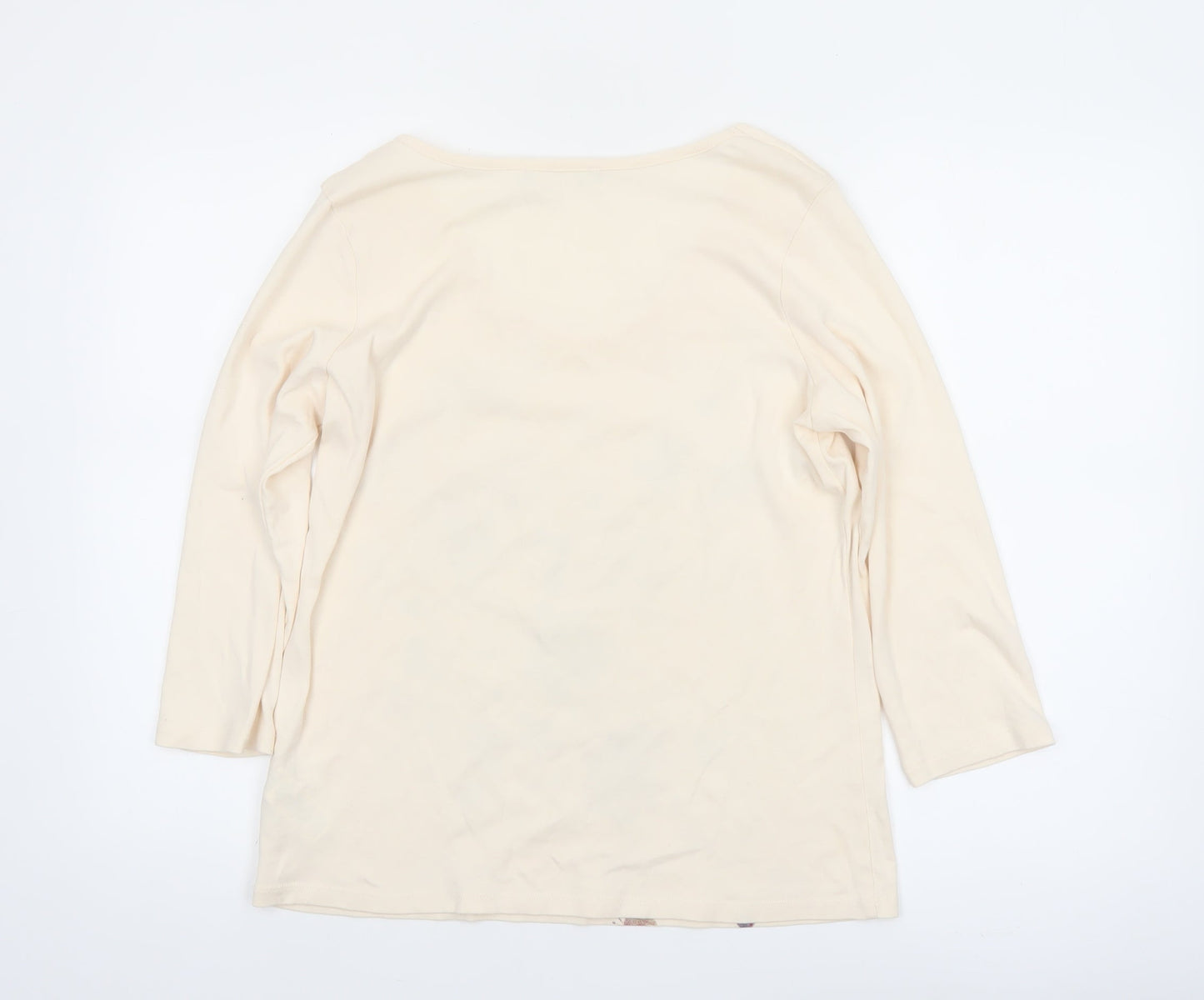 Marks and Spencer Women's Beige Floral 3/4 Sleeve T-Shirt UK 18