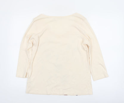 Marks and Spencer Women's Beige Floral 3/4 Sleeve T-Shirt UK 18