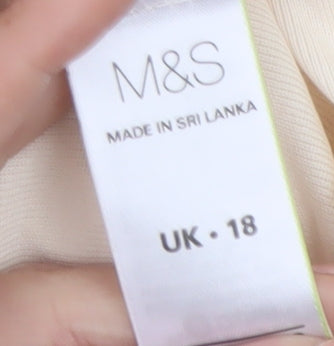 Marks and Spencer Women's Beige Floral 3/4 Sleeve T-Shirt UK 18