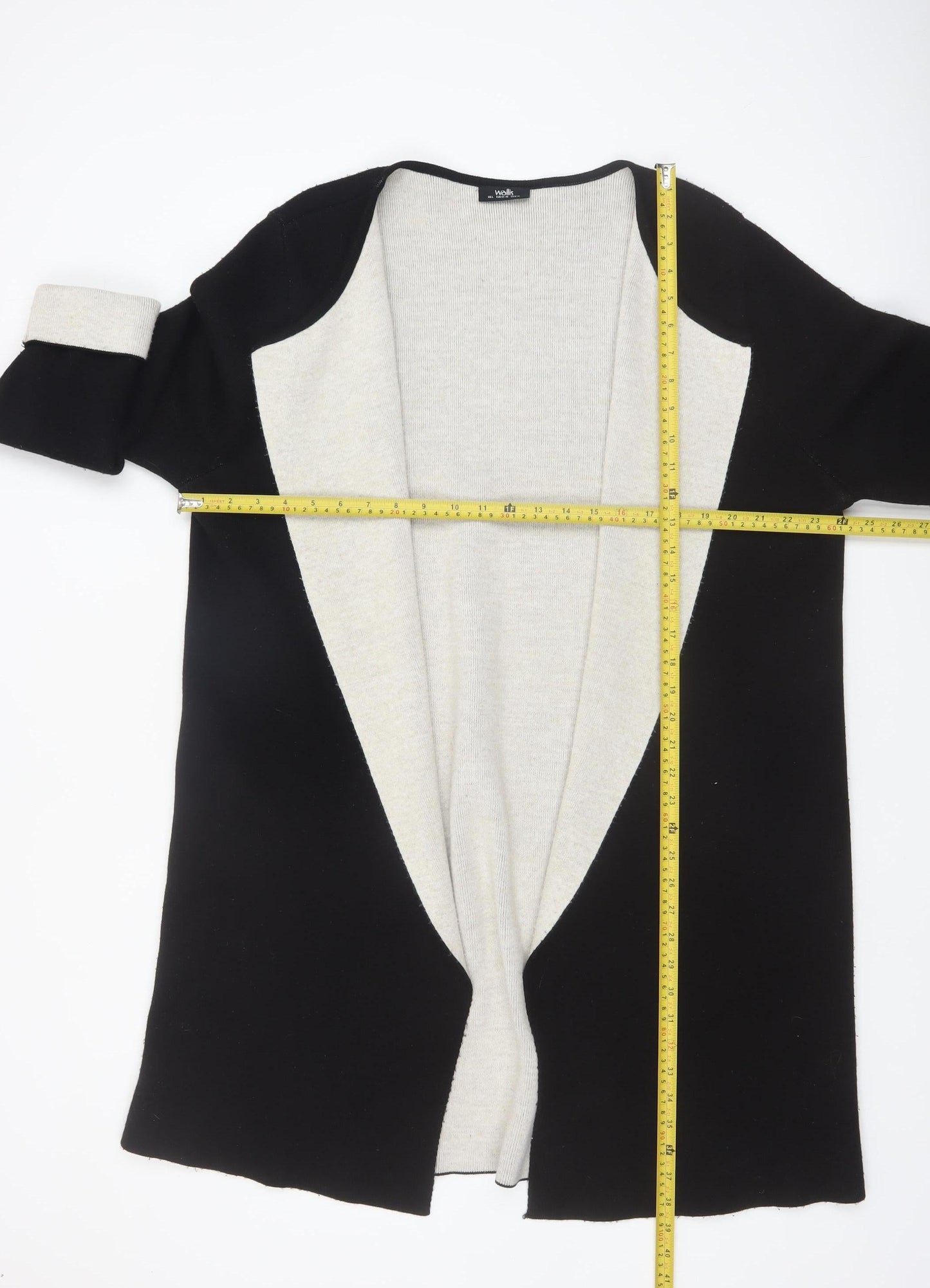 Wallis Women Black Long Sleeve Open Knit Cardigan L