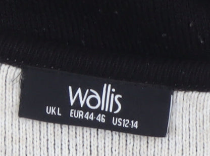 Wallis Women Black Long Sleeve Open Knit Cardigan L