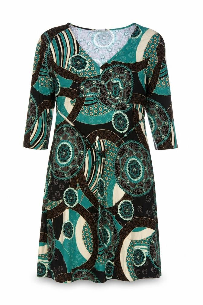 Wallis Women’s Multicoloured Geometric V-Neck A-Line Jersey Dress Size 18