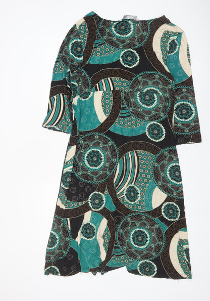 Wallis Women’s Multicoloured Geometric V-Neck A-Line Jersey Dress Size 18